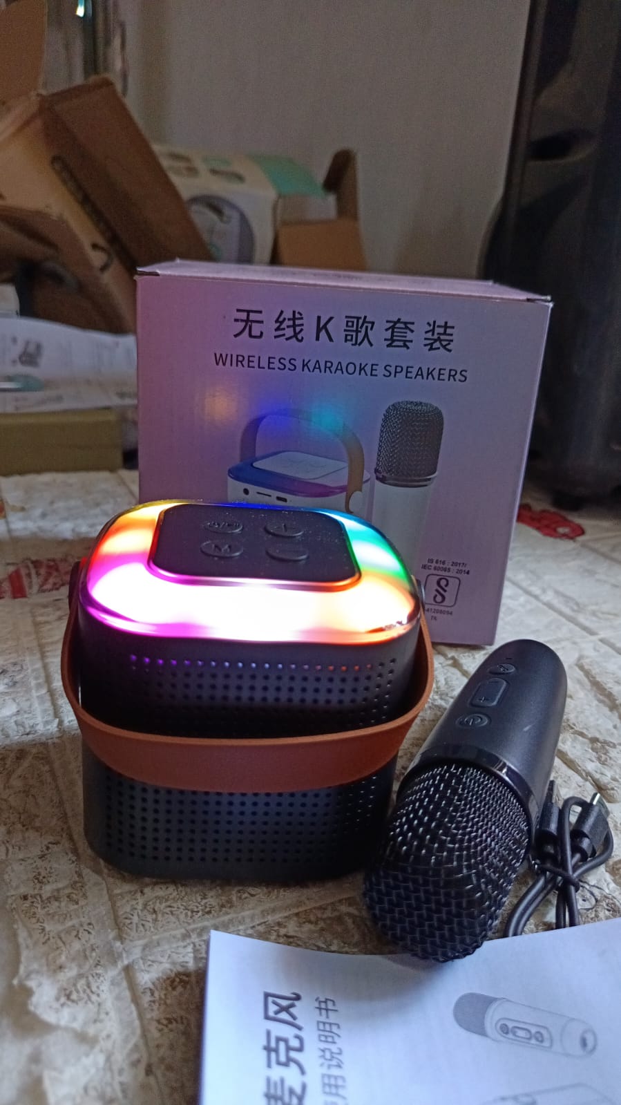 Wireless Speaker Microphone Set, RGB Light Support Memory Card PortableKaraoke Machine Perfect for Travel TV Wireless Speaker Microphone Set, RGB Light Support Memory Card PortableKaraoke Machine Perfect for Travel TV